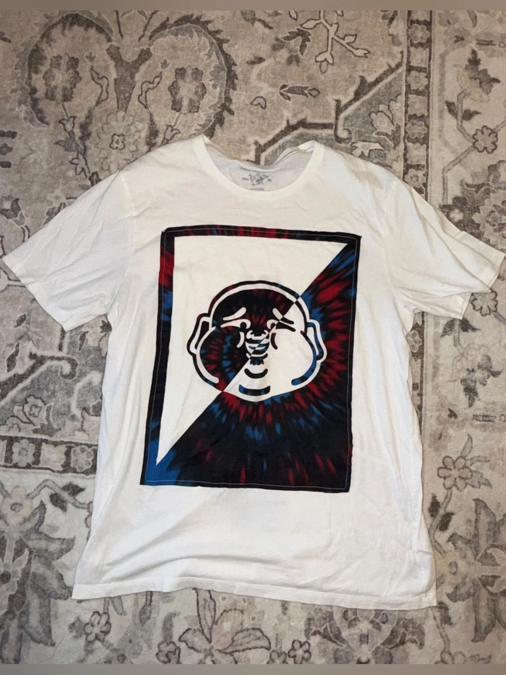 True Religion White Short-Sleeve Tee with Red & Blue Graphic